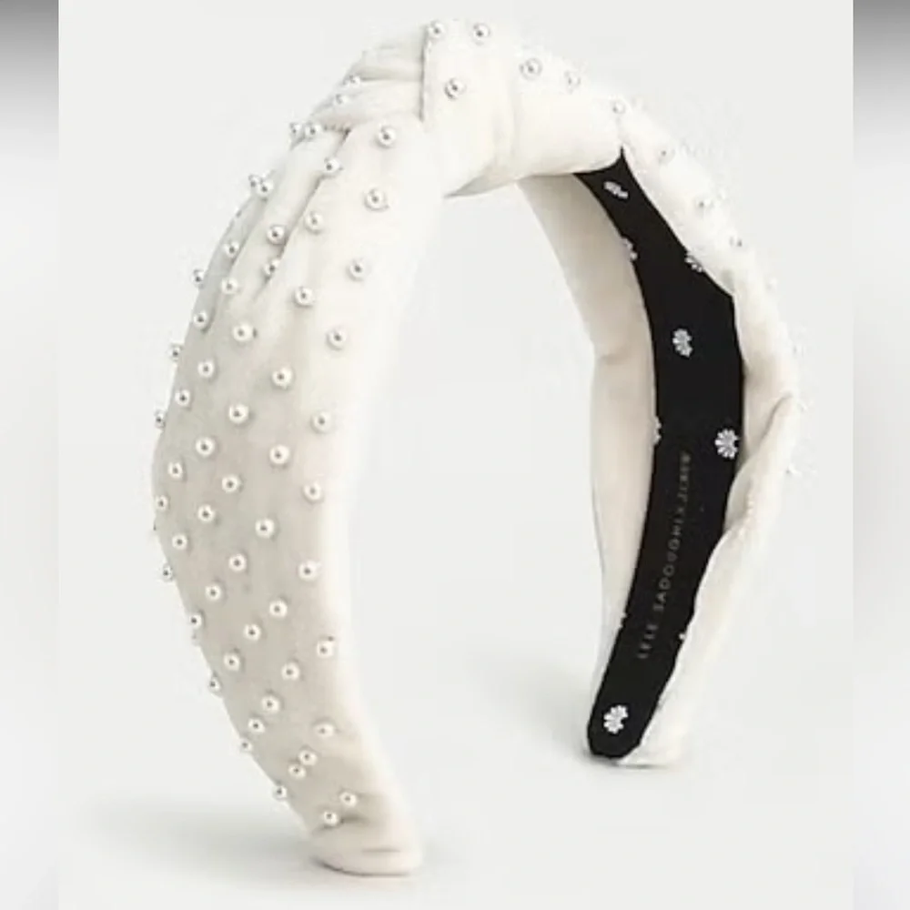 Lele Sadoughi Velvet Headband w Pearls - Picture 1 of 3